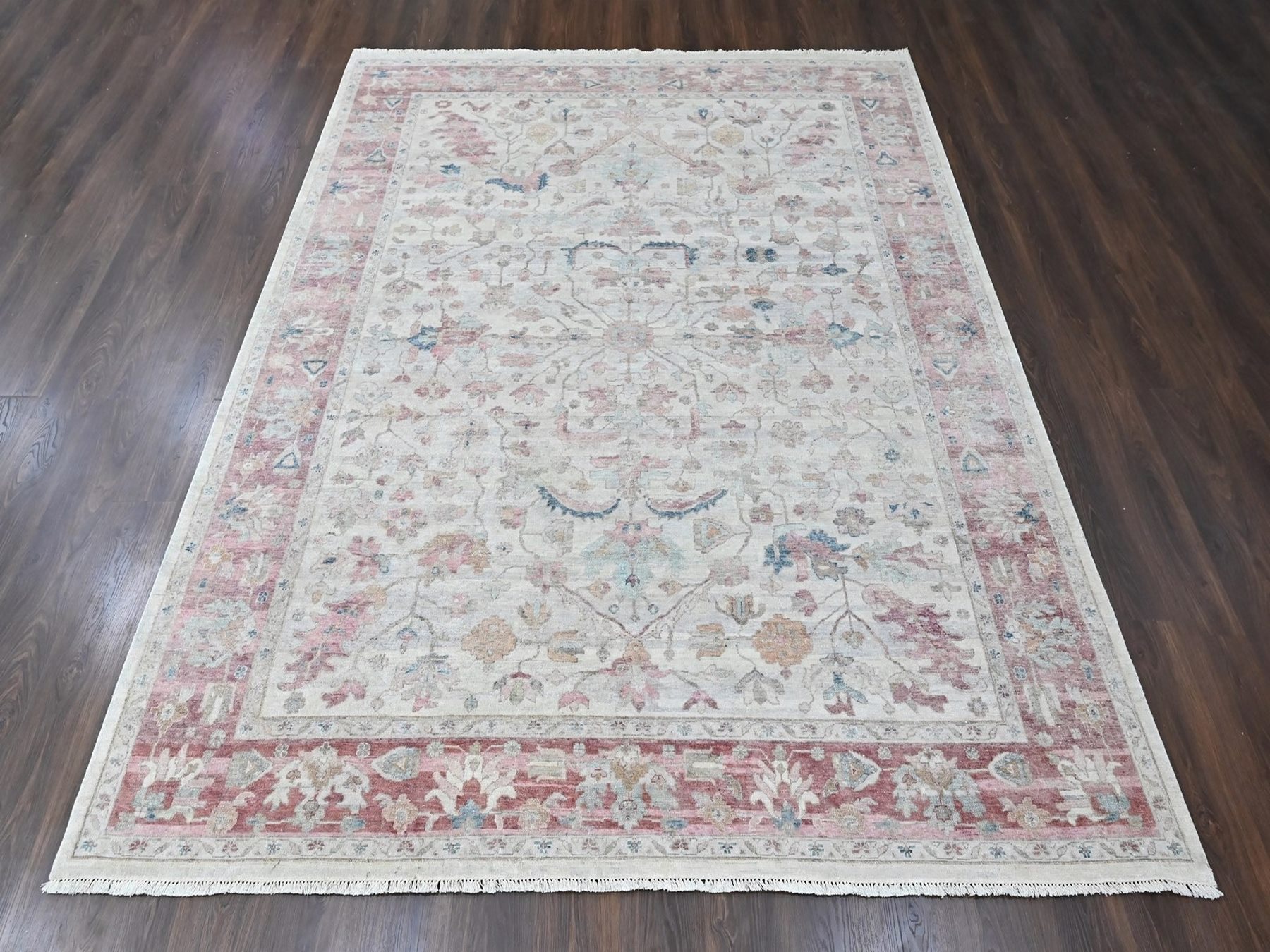 9'x11'10" Beige, Antiqued Persian Heriz All Over Design, Vegetable Dyes, Zero Pile, Distressed, Sheared Low, Hand Knotted, 100% Wool, Oriental Rug HR10545 - Image 2