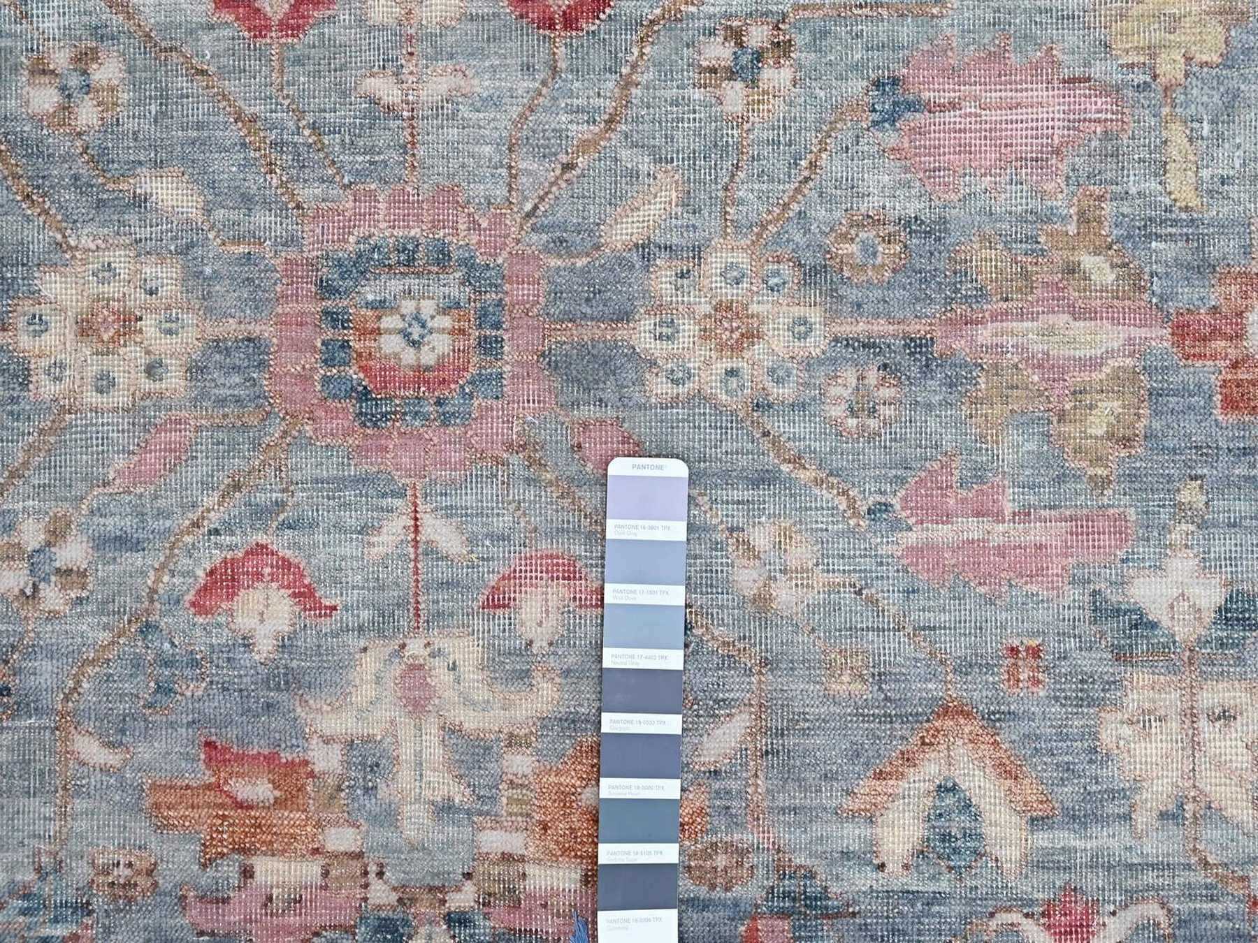 8'x9'10" Stone Blue, Antiqued Persian Heriz All Over Design, Vegetable Dyes, Zero Pile, Distressed, Sheared Low, Hand Knotted, 100% Wool, Oriental Rug HR10546 - Image 7
