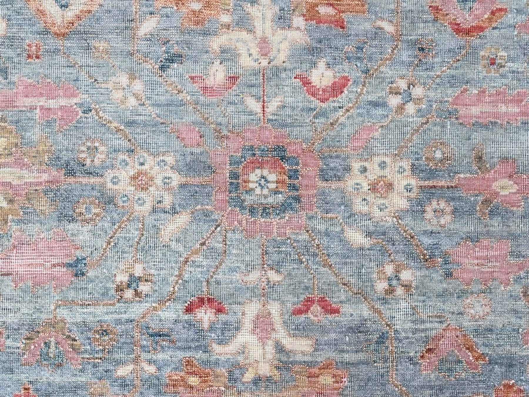 8'x9'10" Stone Blue, Antiqued Persian Heriz All Over Design, Vegetable Dyes, Zero Pile, Distressed, Sheared Low, Hand Knotted, 100% Wool, Oriental Rug HR10546 - Image 8