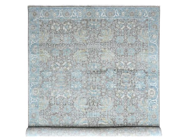 10'x14'2" Coffee Brown, Antiqued Persian Sultanabad Influence, Zero Pile, Distressed, Sheared Low, Vegetable Dyes, Hand Knotted, 100% Wool, Oriental Rug HR10558