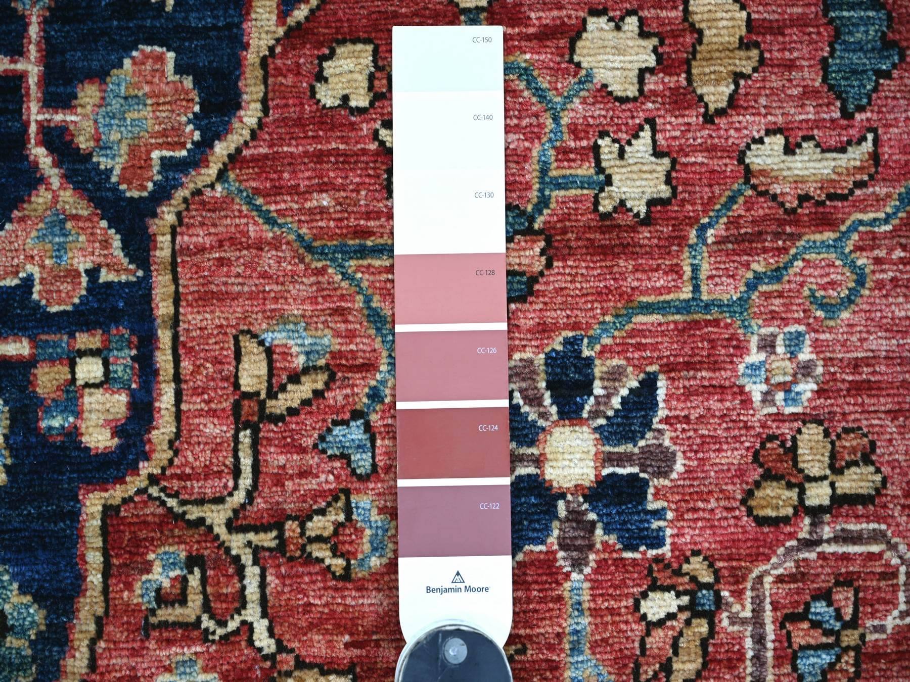 6'1"x11'7" Crimson Red, Sarouk Fereghan Design, Hand Knotted, High Mountain Wool, Aryana Grade, Soft Pile, Vegetable Dyes, Densely Woven, Gallery Size, Wide Runner, Oriental Rug HR21142 - Image 3