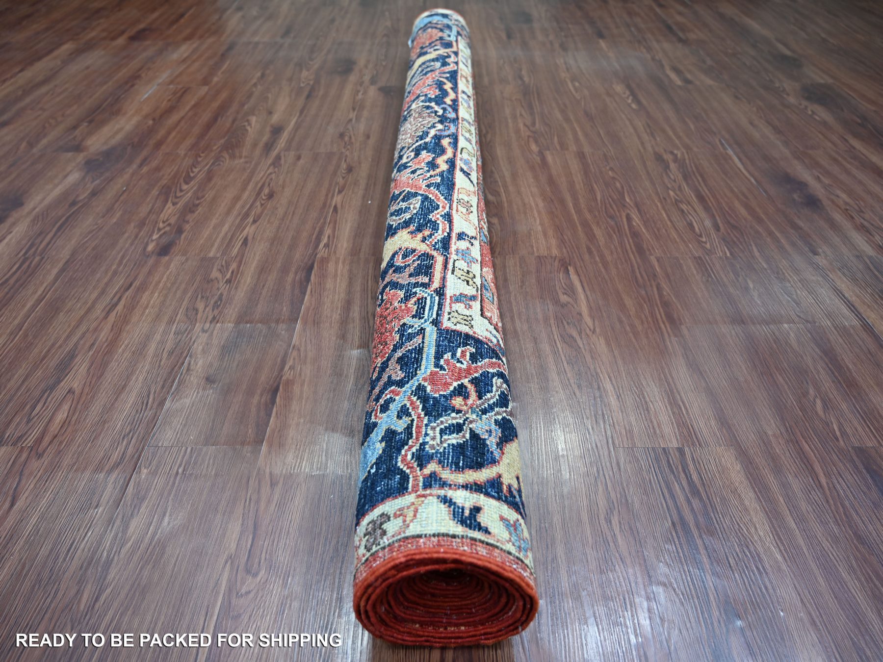 6'1"x11'7" Crimson Red, Sarouk Fereghan Design, Hand Knotted, High Mountain Wool, Aryana Grade, Soft Pile, Vegetable Dyes, Densely Woven, Gallery Size, Wide Runner, Oriental Rug HR21142 - Image 4