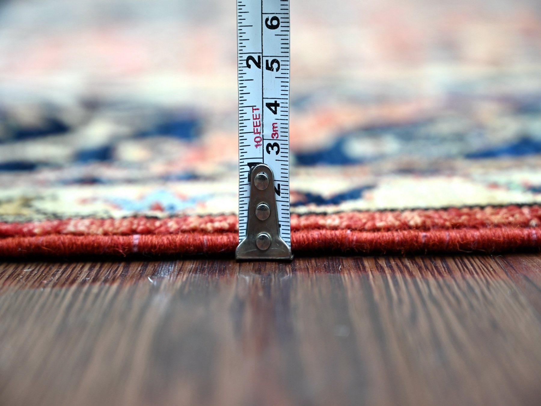 6'1"x11'7" Crimson Red, Sarouk Fereghan Design, Hand Knotted, High Mountain Wool, Aryana Grade, Soft Pile, Vegetable Dyes, Densely Woven, Gallery Size, Wide Runner, Oriental Rug HR21142 - Image 5