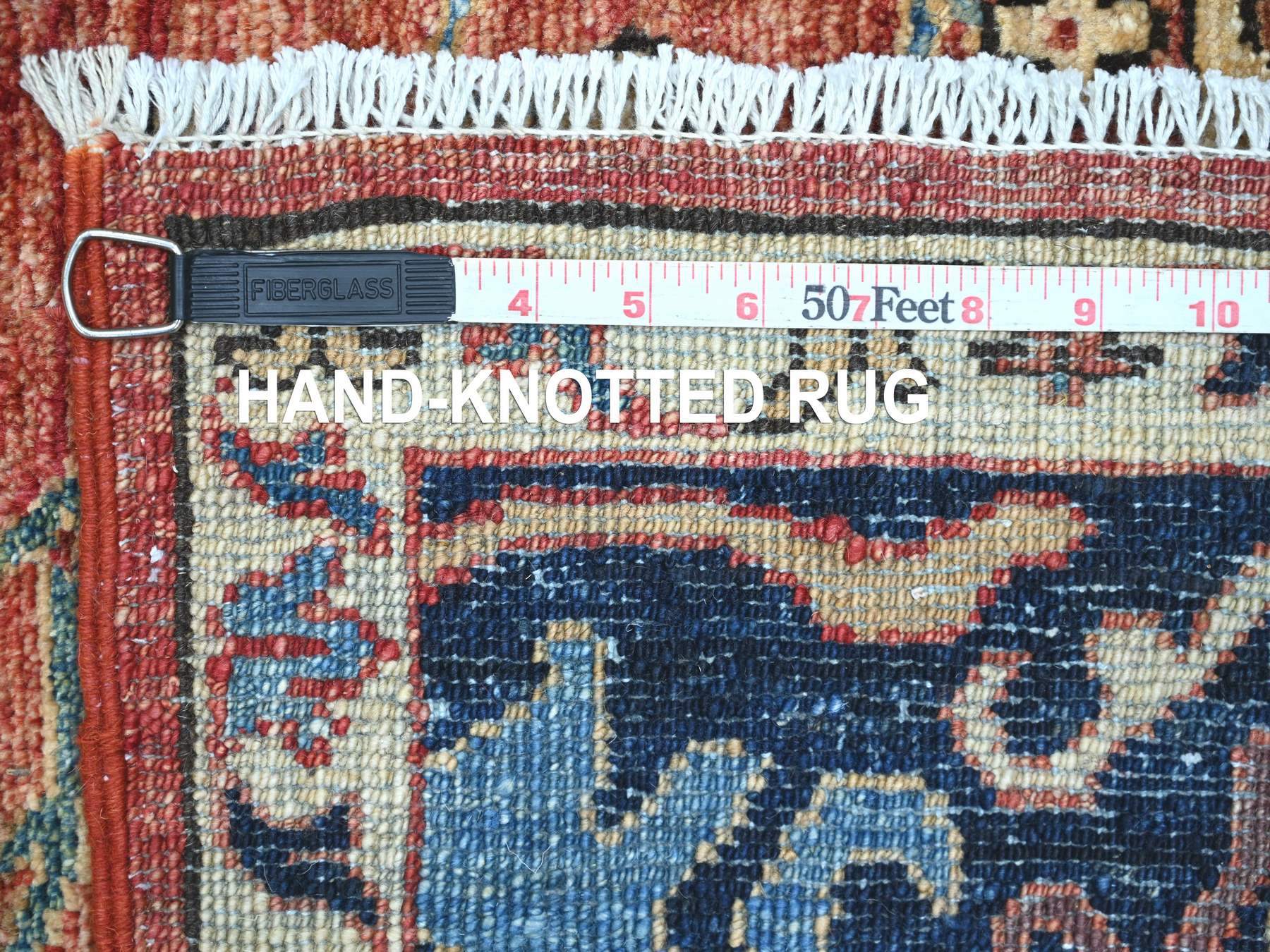 6'1"x11'7" Crimson Red, Sarouk Fereghan Design, Hand Knotted, High Mountain Wool, Aryana Grade, Soft Pile, Vegetable Dyes, Densely Woven, Gallery Size, Wide Runner, Oriental Rug HR21142 - Image 6