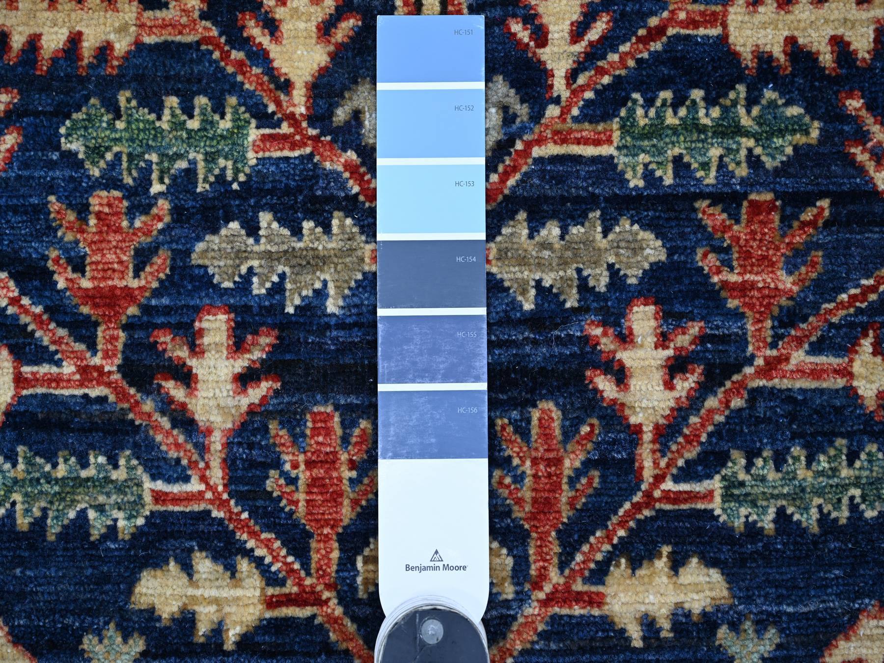 4'3"x6'6" Yale Blue, Tree of Life Northwest Persian Design, Hand Knotted, High Mountain Wool, Aryana Collection, Soft Pile, Vegetable Dyes, Densely Woven, Oriental Rug HR21235 - Image 3