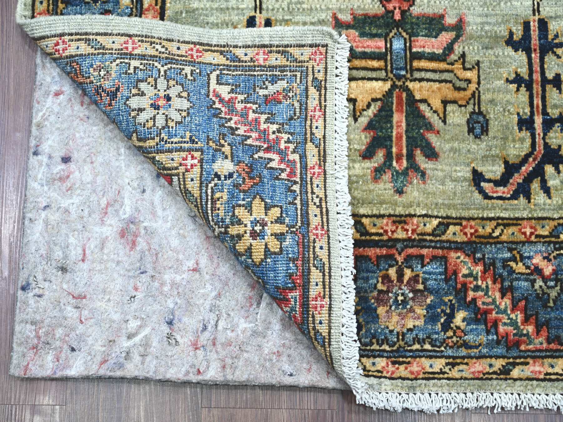 3'1"x15'9" Light Green, Aryana Collection, Heriz Design, Hand Knotted, High Mountain Wool, Soft Pile, Vegetable Dyes, Densely Woven, XL Runner, Oriental Rug HR21266 - Image 2