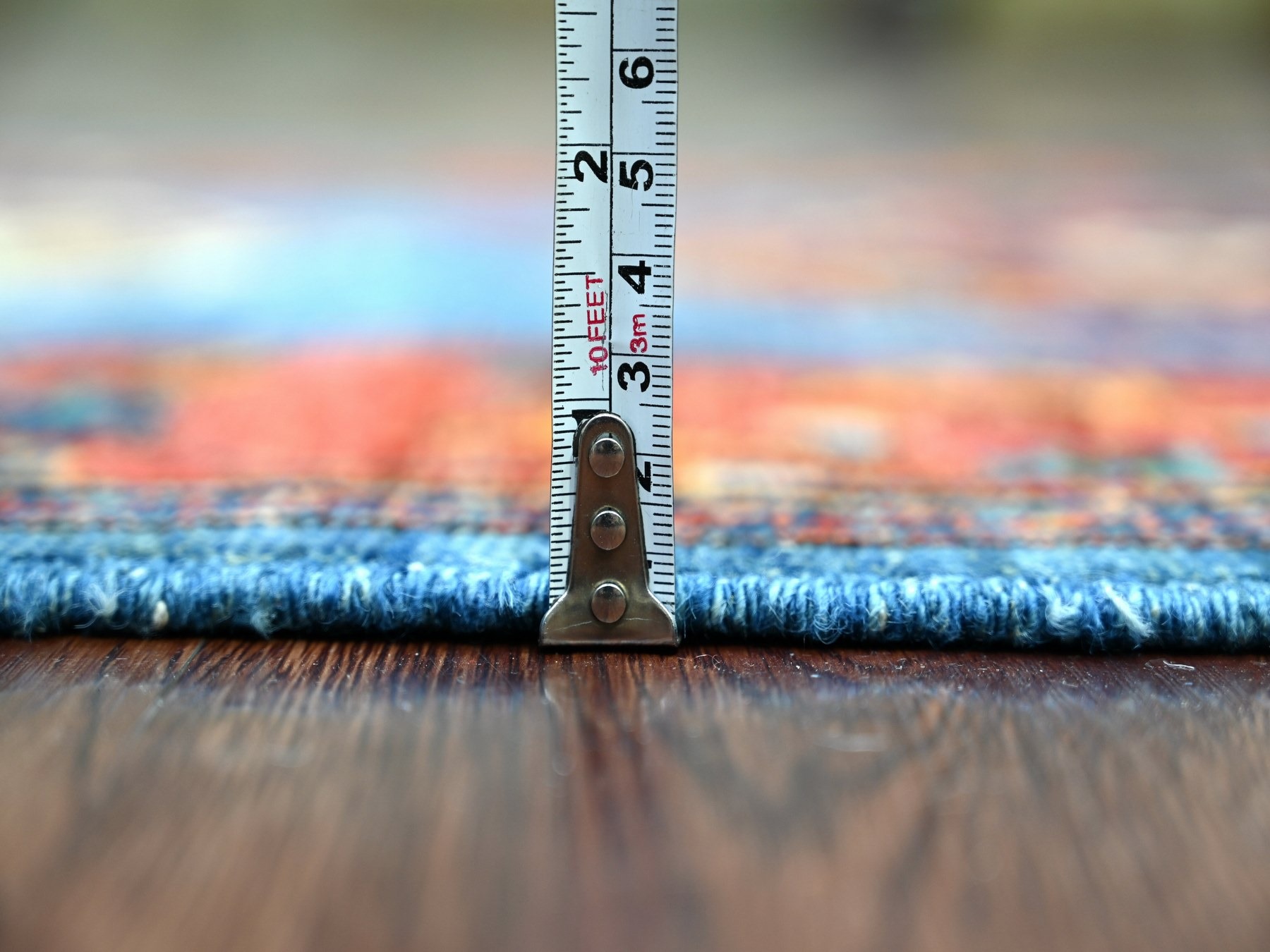 2'9"x10'2" Bayern Blue, Aryana Collection, Open Field Bakshaish Design, Geometric Pattern, Hand Knotted, High Mountain Wool, Soft Pile, Vegetable Dyes, Densely Woven, Runner, Oriental Rug HR21273 - Image 5