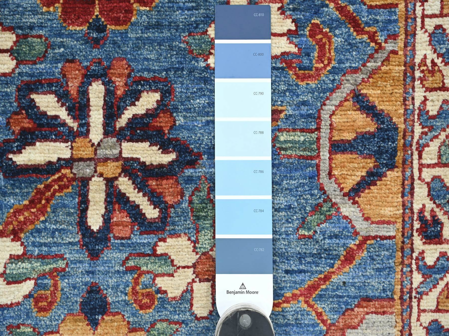 2'10"x19'3" Marlin Blue, Aryana Grade, Mahal All Over Design, Hand Knotted, High Mountain Wool, Soft Pile, Vegetable Dyes, Densely Woven, XL Runner, Oriental Rug HR21318 - Image 3