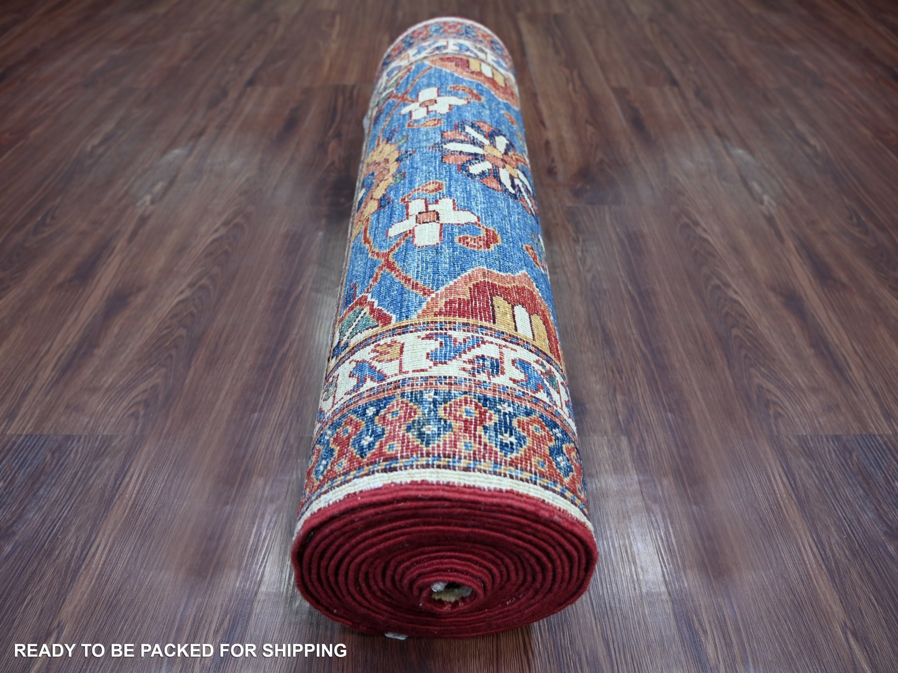2'10"x19'3" Marlin Blue, Aryana Grade, Mahal All Over Design, Hand Knotted, High Mountain Wool, Soft Pile, Vegetable Dyes, Densely Woven, XL Runner, Oriental Rug HR21318 - Image 4