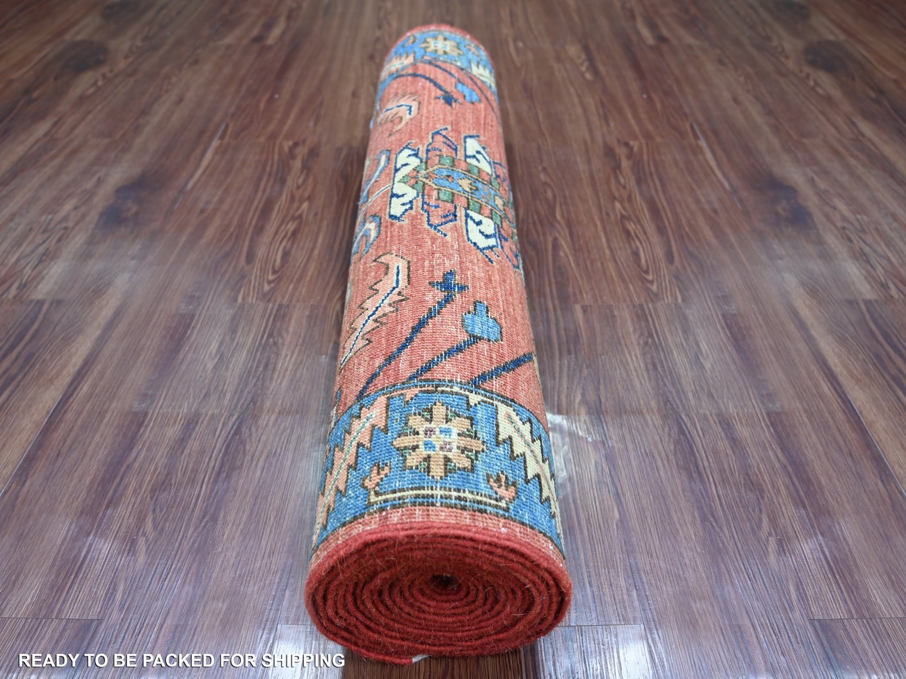 3'2"x15'6" Savvy Red, Aryana Collection, Heriz Design, Hand Knotted, High Mountain Wool, Soft Pile, Vegetable Dyes, Densely Woven, XL Runner, Oriental Rug HR21374 - Image 4