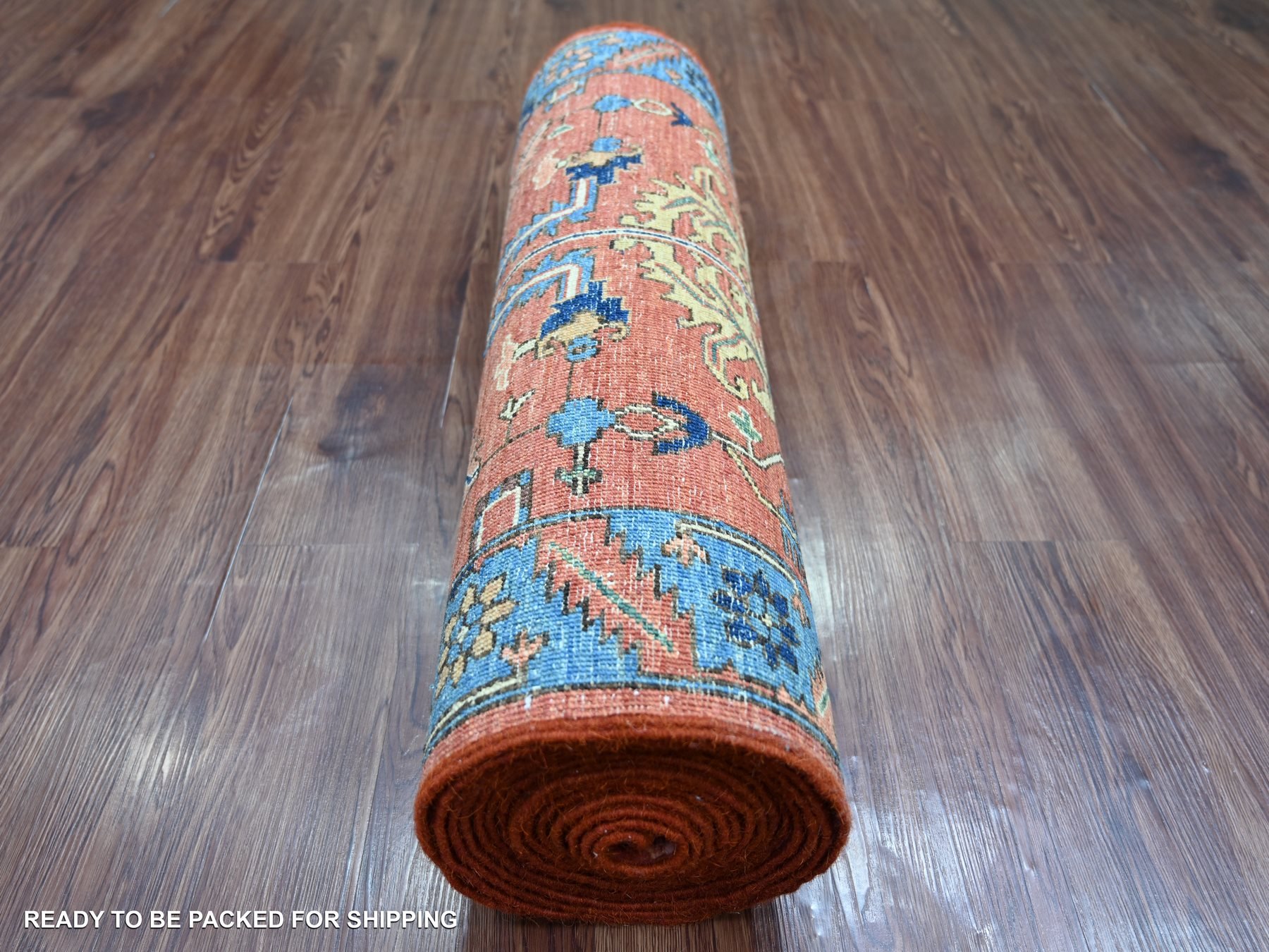 3'x19'1" Savvy Red, Aryana Collection, Heriz All Over Design, Hand Knotted, High Mountain Wool, Soft Pile, Vegetable Dyes, Densely Woven, XL Runner, Oriental Rug HR21501 - Image 4
