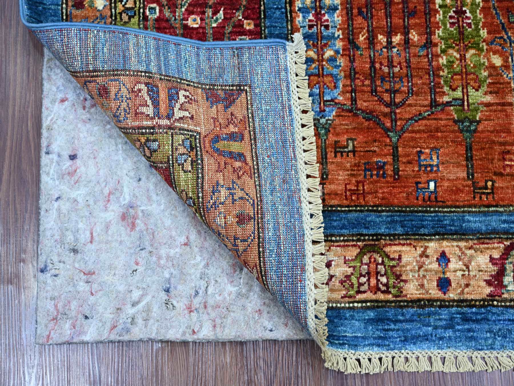 3'3"x5' Bayern Blue, Compartment Garden Design with Cypress Trees, Small Animal Figurines, Densely Woven, Hand Knotted, Soft Wool, Oriental Rug HR21977 - Image 2