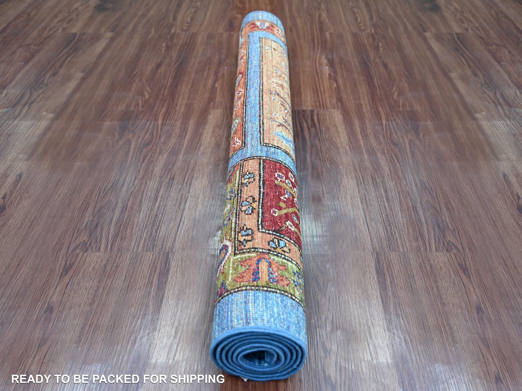 3'3"x5' Bayern Blue, Compartment Garden Design with Cypress Trees, Small Animal Figurines, Densely Woven, Hand Knotted, Soft Wool, Oriental Rug HR21977 - Image 4