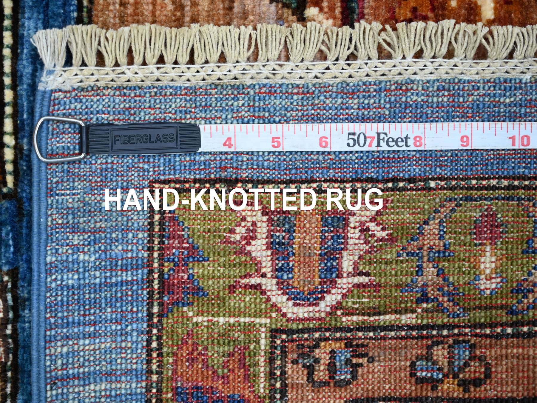 3'3"x5' Bayern Blue, Compartment Garden Design with Cypress Trees, Small Animal Figurines, Densely Woven, Hand Knotted, Soft Wool, Oriental Rug HR21977 - Image 6