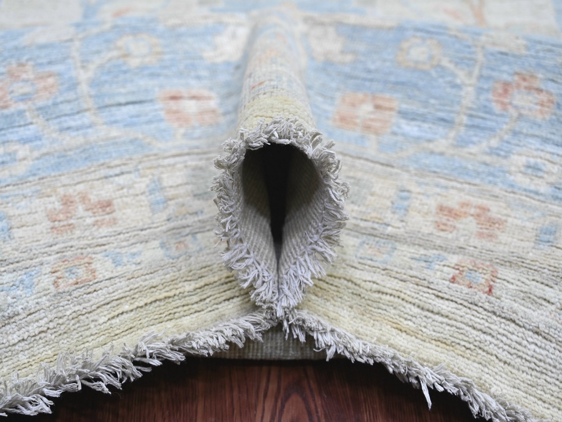 11'9"x14' Light Gray, Mahal All Over Design, Shiny Wool, Hand Knotted, Denser Weave, Oriental Rug HR22130 - Image 5