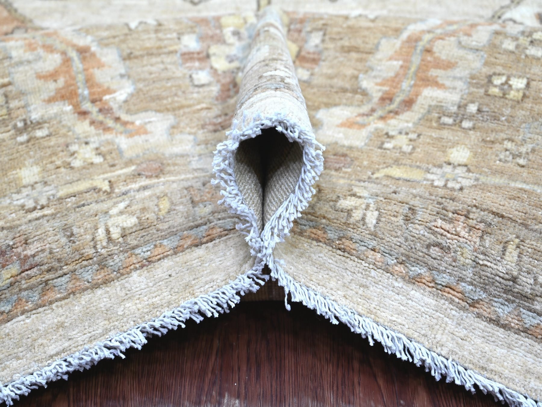10'1"x13'10" Light Brown, Peshawar with All Over Design, Hand Knotted, High Mountain Wool, Denser Weave, Oriental Rug HR22349 - Image 5