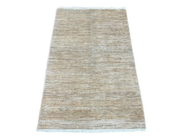 3'x4'7" Khaki Brown, Plain Solid Pattern, Hand Knotted, Hand Spun Ghazni Wool, Lush and Plush, Oriental Rug HR22807