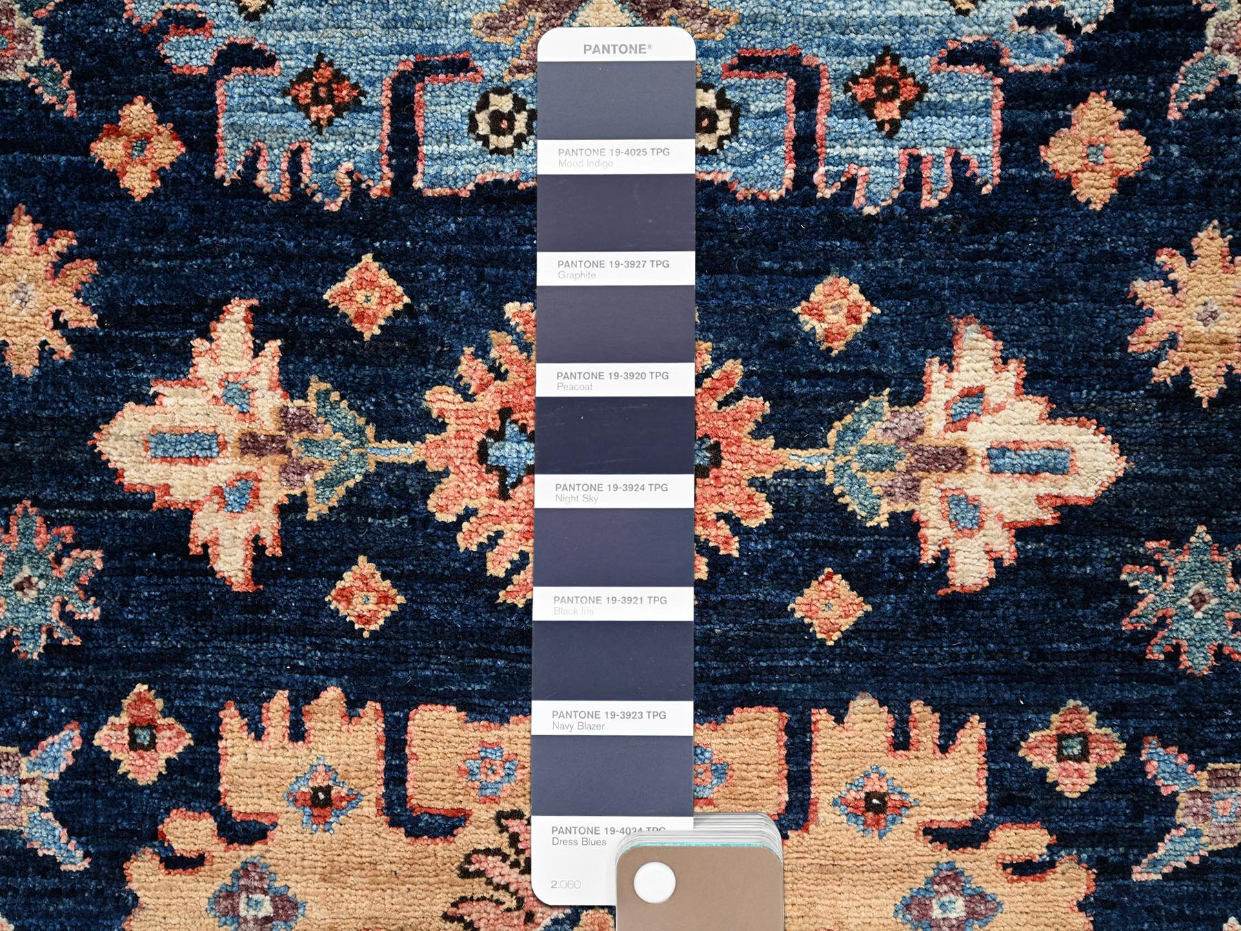 2'2"x6'1" Midnight Blue, Heriz All Over Design, Aryana Grade, Vegetable Dyes, Soft Pile, Hand Knotted, High Mountain Wool, Densely Woven, Narrow Runner, Oriental Rug HR2434 - Image 4