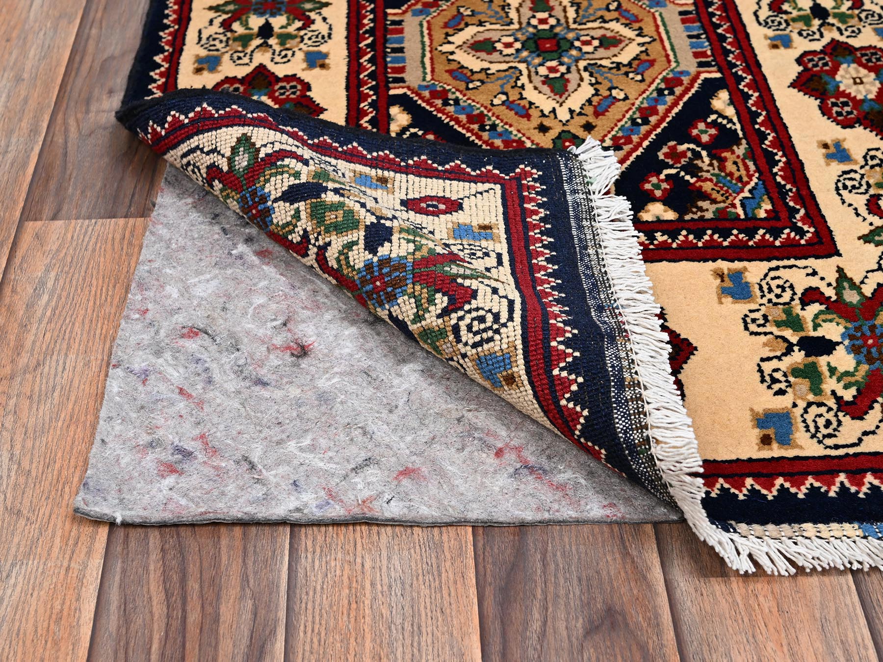 2'1"x5'5" Midnight Blue, Afghan Khalmohdi with Geometric Pattern, Hand Knotted, Natural Wool, Thick and Soft, Short & Narrow Runner, Oriental Rug HR2464 - Image 3