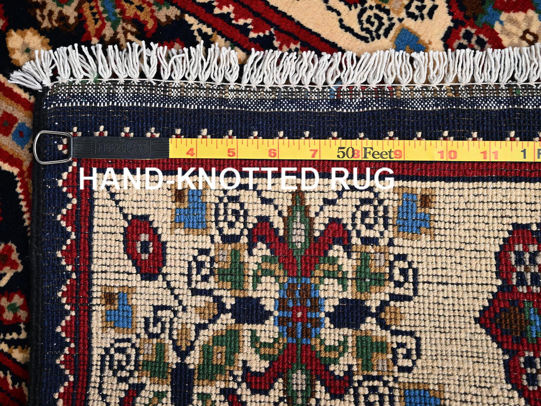 2'1"x5'5" Midnight Blue, Afghan Khalmohdi with Geometric Pattern, Hand Knotted, Natural Wool, Thick and Soft, Short & Narrow Runner, Oriental Rug HR2464 - Image 7
