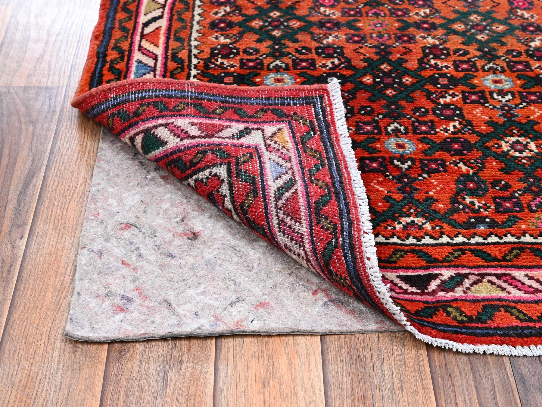 2'6"x9'4" Salmon Color, New Persian Hussainabad with All Over Design, Hand Knotted, Full Pile, Soft and Shiny Wool, Runner, Oriental Rug HR2594 - Image 3