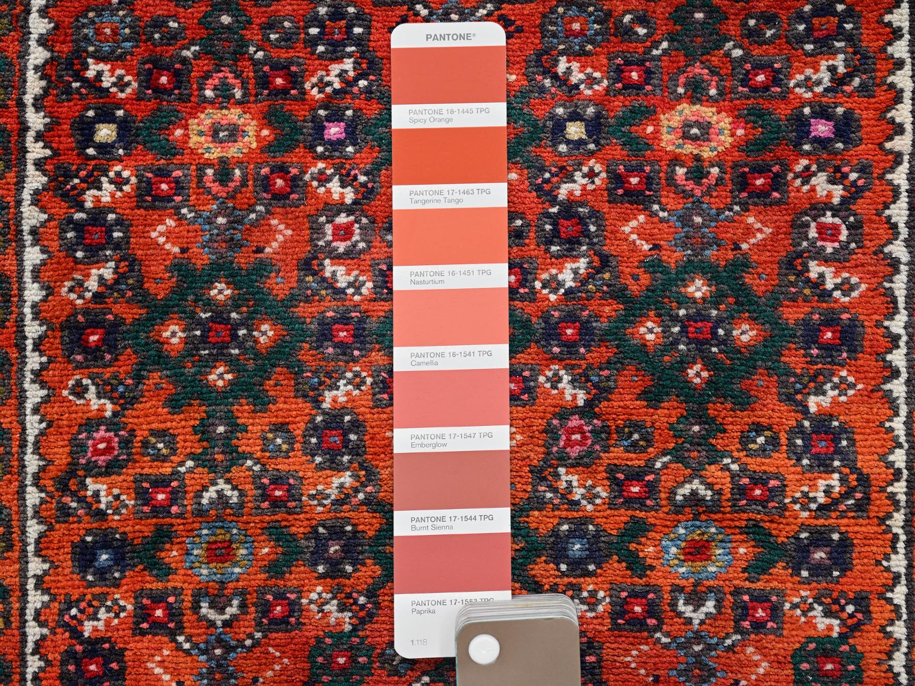 2'6"x9'4" Salmon Color, New Persian Hussainabad with All Over Design, Hand Knotted, Full Pile, Soft and Shiny Wool, Runner, Oriental Rug HR2594 - Image 4