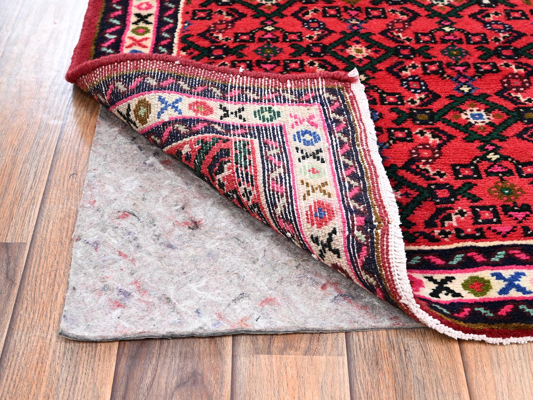 2'3"x6'3" Crimson Red, New Persian Hussainabad with All Over Design, Hand Knotted, Full Pile, Soft and Shiny Wool, Narrow Runner, Oriental Rug HR2597 - Image 3