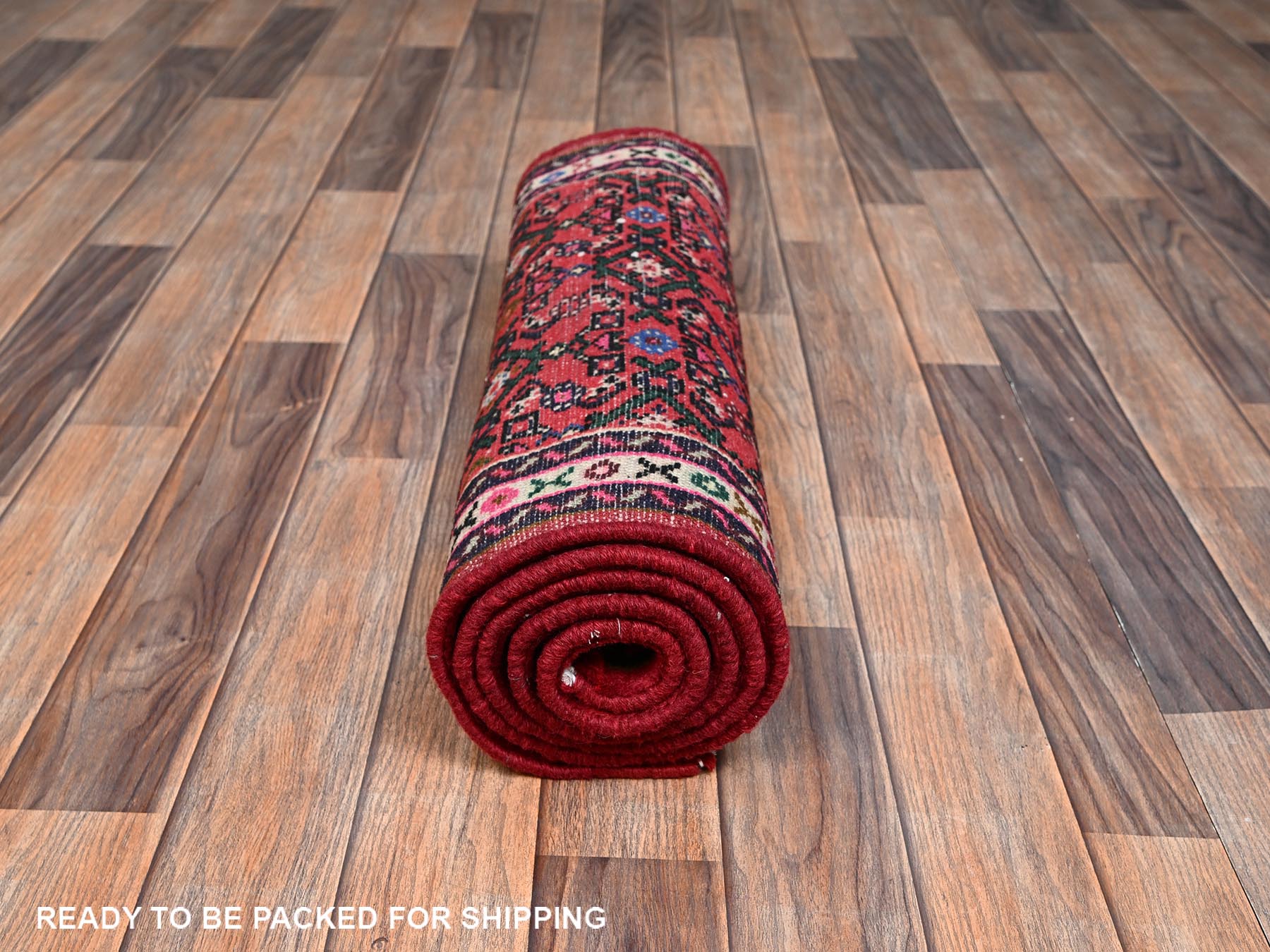 2'3"x6'3" Crimson Red, New Persian Hussainabad with All Over Design, Hand Knotted, Full Pile, Soft and Shiny Wool, Narrow Runner, Oriental Rug HR2597 - Image 5