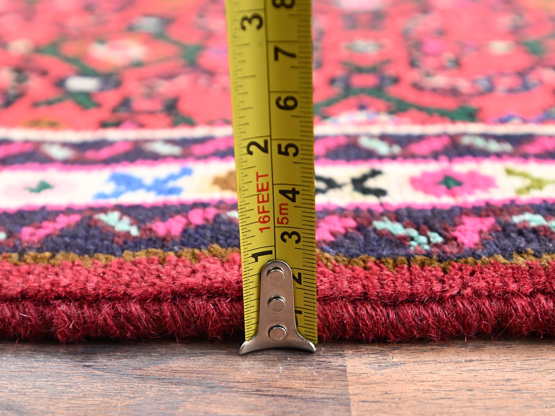 2'3"x6'3" Crimson Red, New Persian Hussainabad with All Over Design, Hand Knotted, Full Pile, Soft and Shiny Wool, Narrow Runner, Oriental Rug HR2597 - Image 6