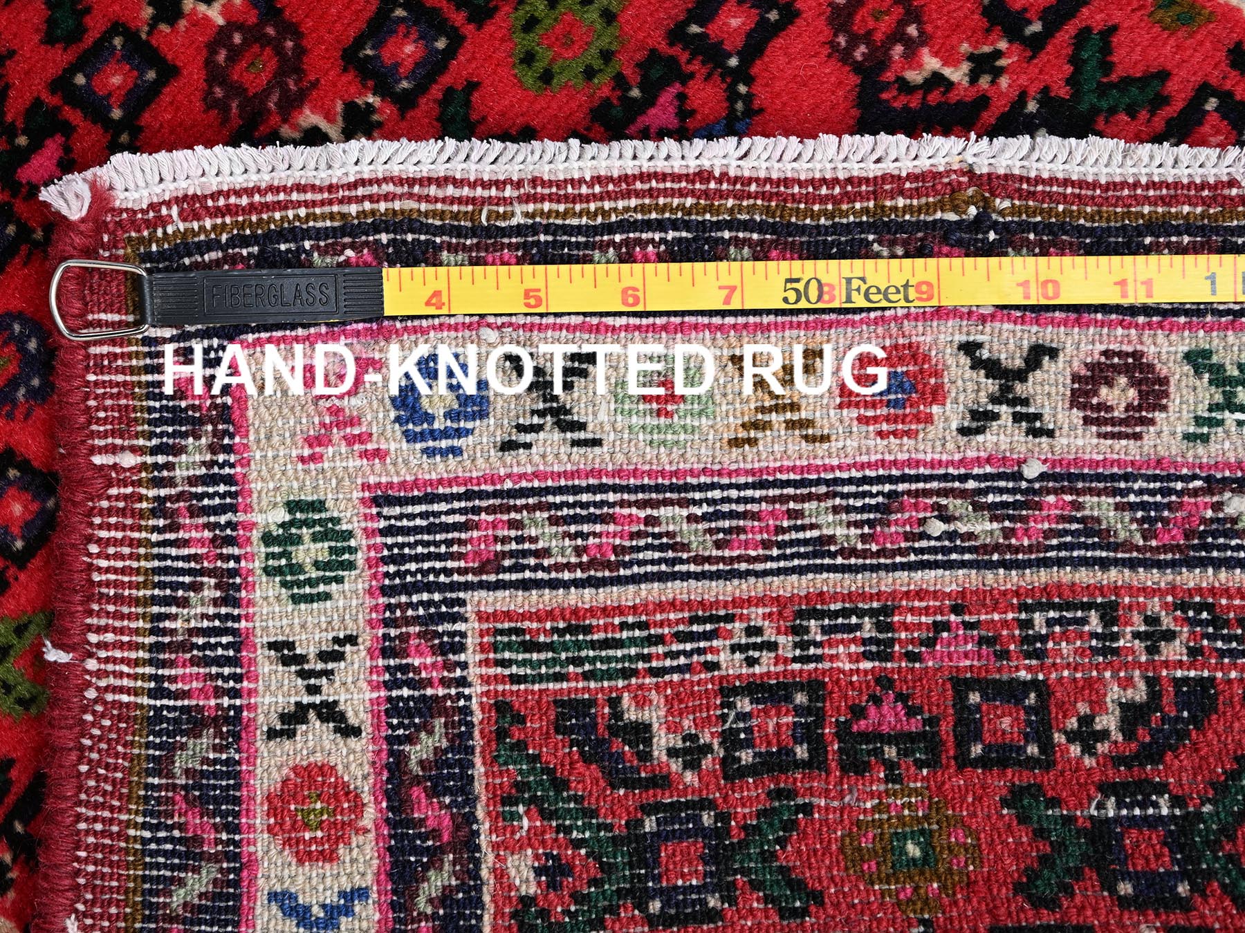 2'3"x6'3" Crimson Red, New Persian Hussainabad with All Over Design, Hand Knotted, Full Pile, Soft and Shiny Wool, Narrow Runner, Oriental Rug HR2597 - Image 7