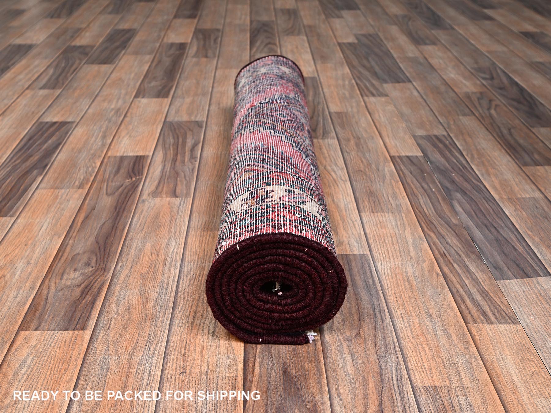 2'10"x7' Crimson Red, New Persian Hamadan with Serrated Medallions, Hand Knotted, Full Pile, Soft and Shiny Wool, Runner, Oriental Rug HR2599 - Image 5