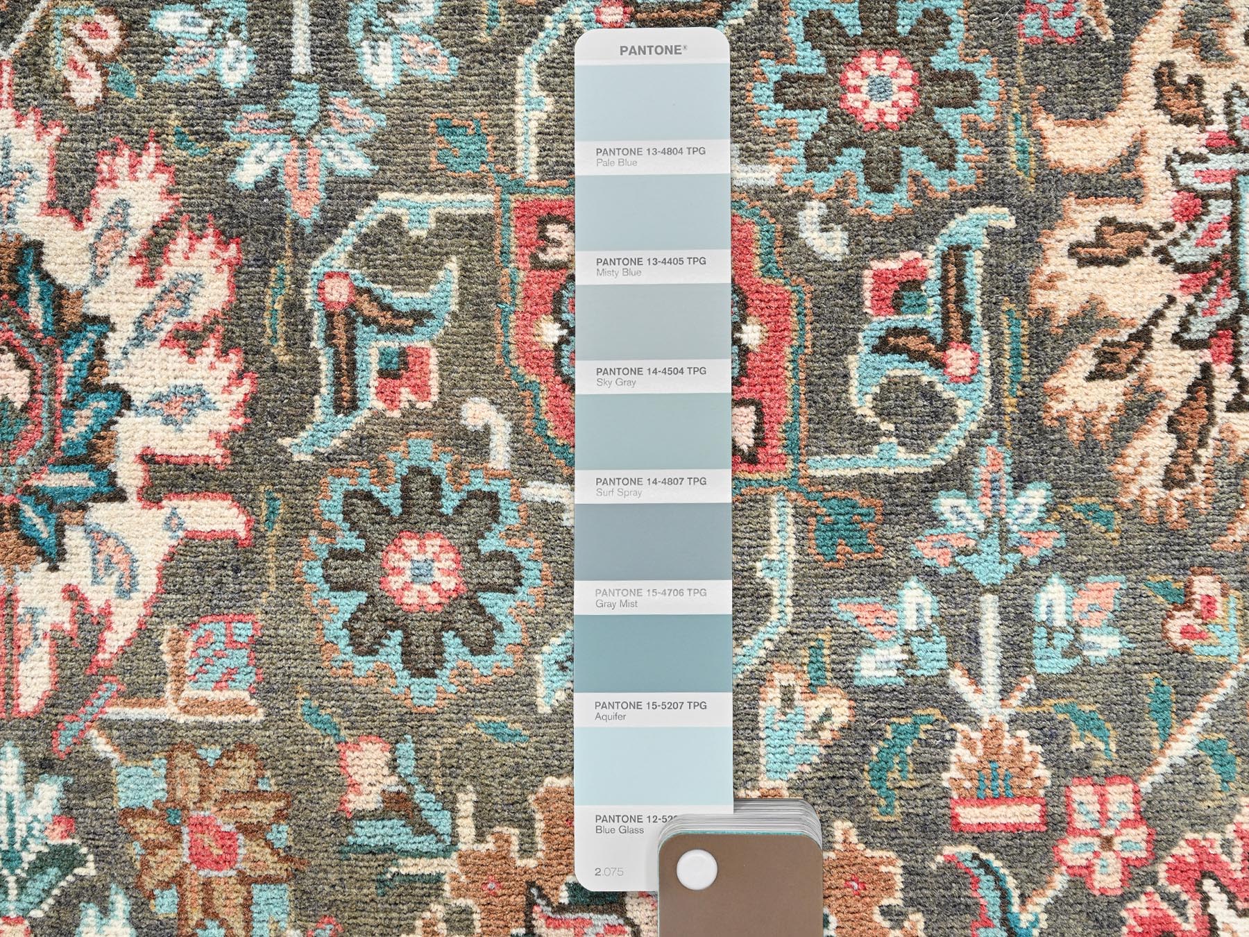 3'3"x11'6" Sage Green, Vintage Persian Tabriz with All Over Design, Sheared Low and Distressed, 100% Wool, Hand Knotted, Zero Pile, Sides and Ends Professionally Secured, Runner, Oriental Rug HR2610 - Image 4