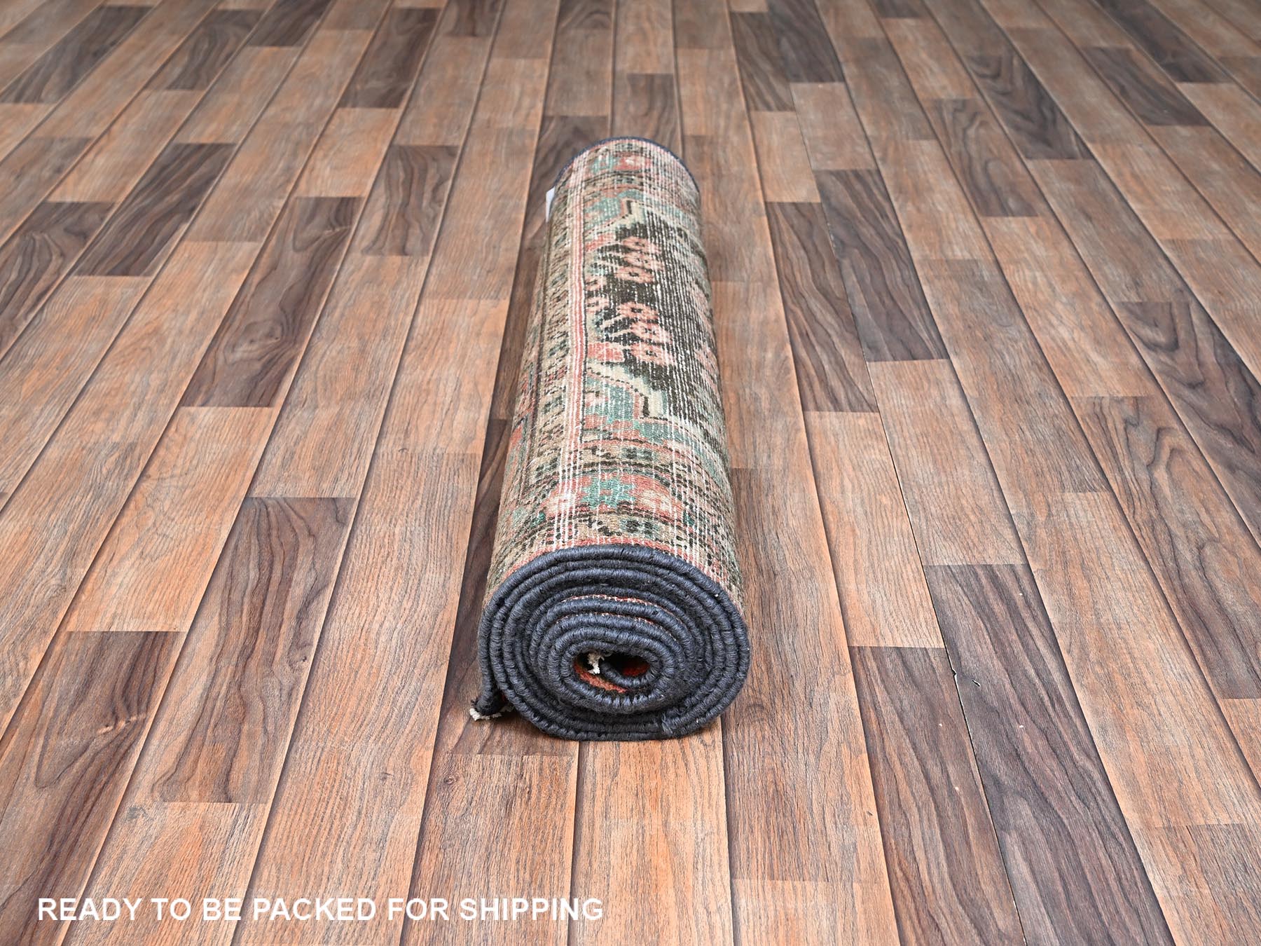 2'10"x9'9" Umber Brown, Vintage Persian Lilahan with All Over Design, Worn Down and Distressed, 100% Wool, Hand Knotted, Zero Pile, Sides and Ends Professionally Secured, Runner, Oriental Rug HR2612 - Image 5