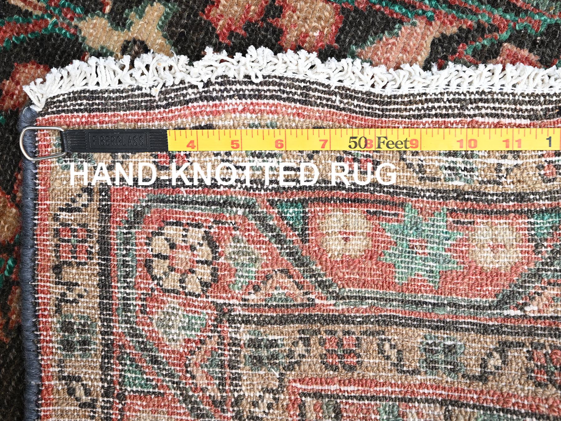 2'10"x9'9" Umber Brown, Vintage Persian Lilahan with All Over Design, Worn Down and Distressed, 100% Wool, Hand Knotted, Zero Pile, Sides and Ends Professionally Secured, Runner, Oriental Rug HR2612 - Image 7