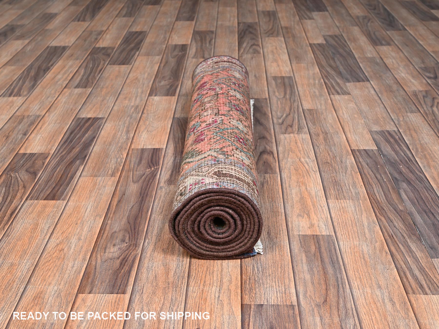 2'9"x9'4" Cinnamon Brown, Vintage Persian Hamadan with All Over Design, Worn Down and Distressed, 100% Wool, Hand Knotted, Zero Pile, Sides and Ends Professionally Secured, Runner, Oriental Rug HR2613 - Image 5