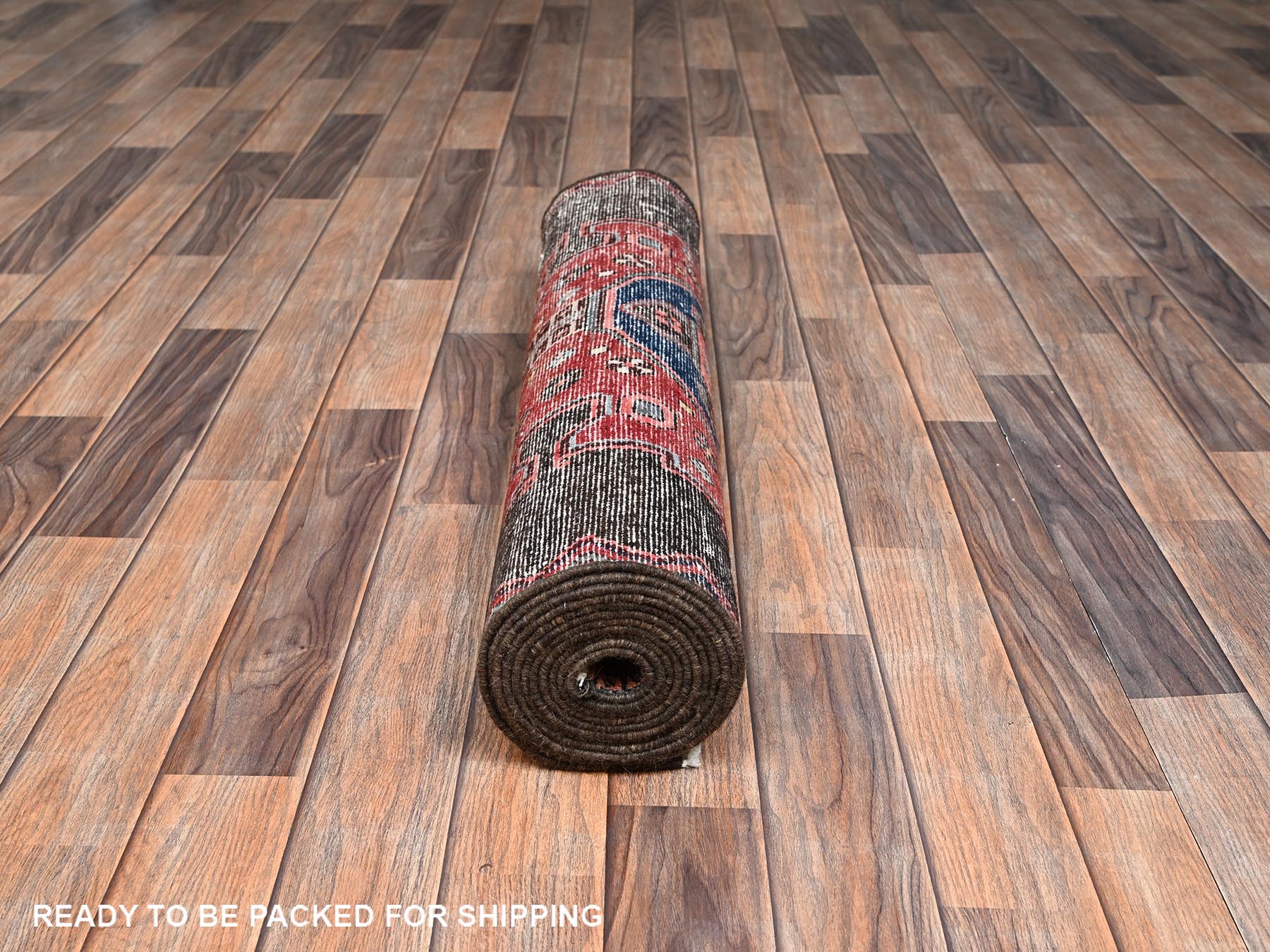 3'x11'6" Chocolate Brown, Vintage Persian Hamadan with Large Medallions, Worn Down and Distressed, 100% Wool, Hand Knotted, Zero Pile, Sides and Ends Professionally Secured, Runner, Oriental Rug HR2624 - Image 5