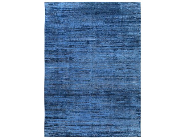 9'10"x13'8" Imperial Blue, Overdyed Wool with Distressed Oxidized Pile, Modern Design, Hand Knotted, Oriental Rug HR2741