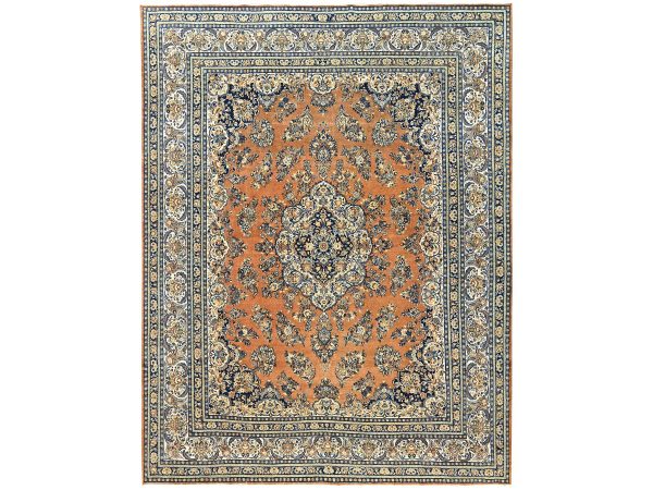 11'10"x15'2" Tawny Brown, Hand Knotted, Pure Wool, Vintage Persian Mashad with Flower Full Pile and Soft, Excellent Condition, XL, Oversized, Oriental Rug HR2747