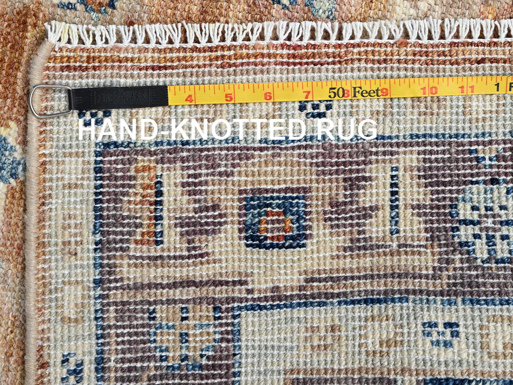 4'8"x7' Light Brown, Antiqued Heriz with All Over Design, Turkish Knot, Hand Knotted, Sheared Low, 100% Wool, Oriental Rug HR2799 - Image 7
