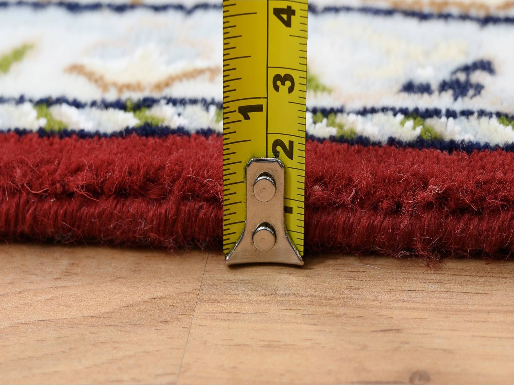 5'1"x5'1" Cherry Red, Hand Knotted Nain with All Over Flower Design, 250 KPSI Wool, Square Oriental Rug HR64011 - Image 7