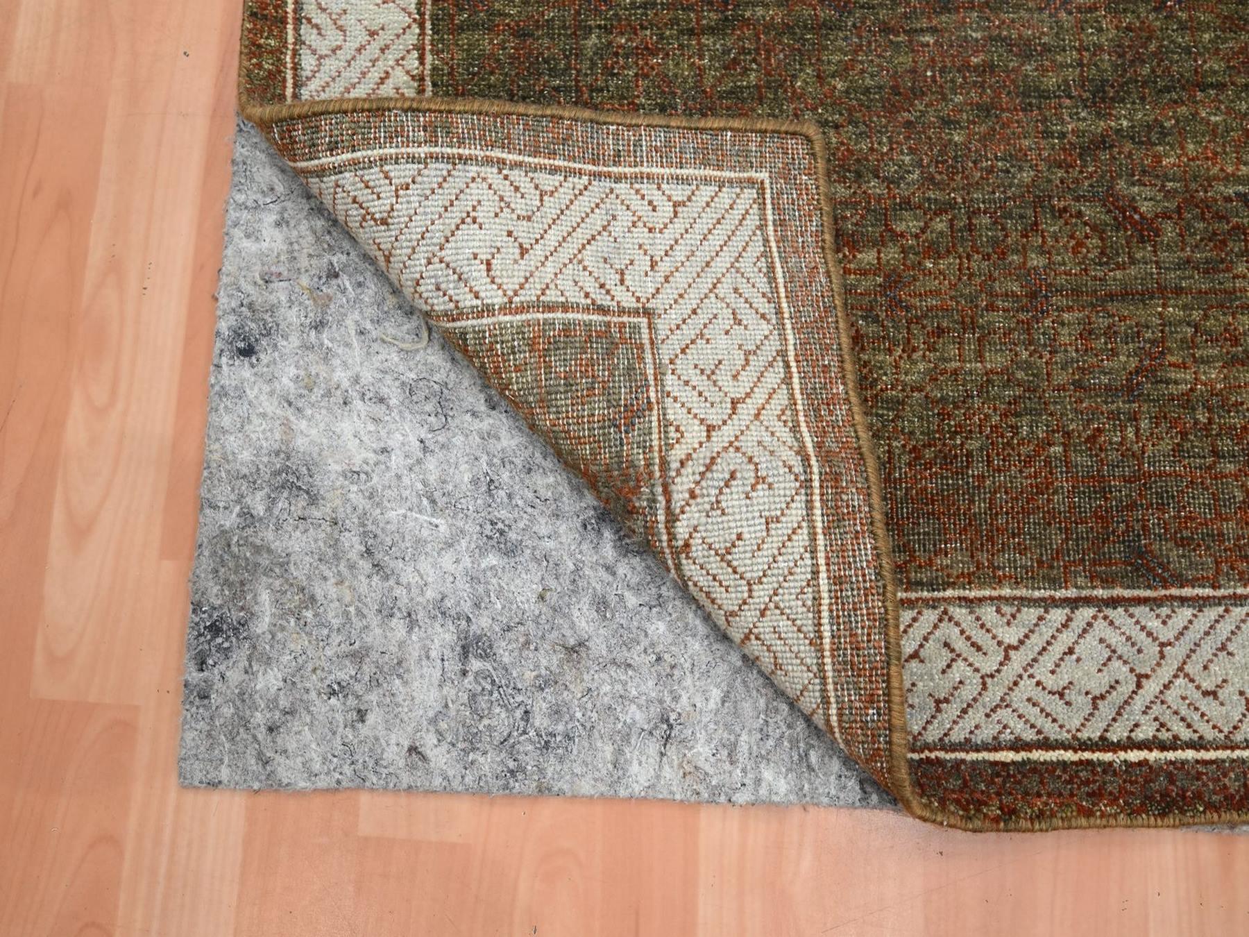 3'2"x5'2" Shades of Brown, Khotan Influence All Over Intricate Design, Zero Pile, 100% Wool, Hand Knotted, Oriental Rug HR75897 - Image 3