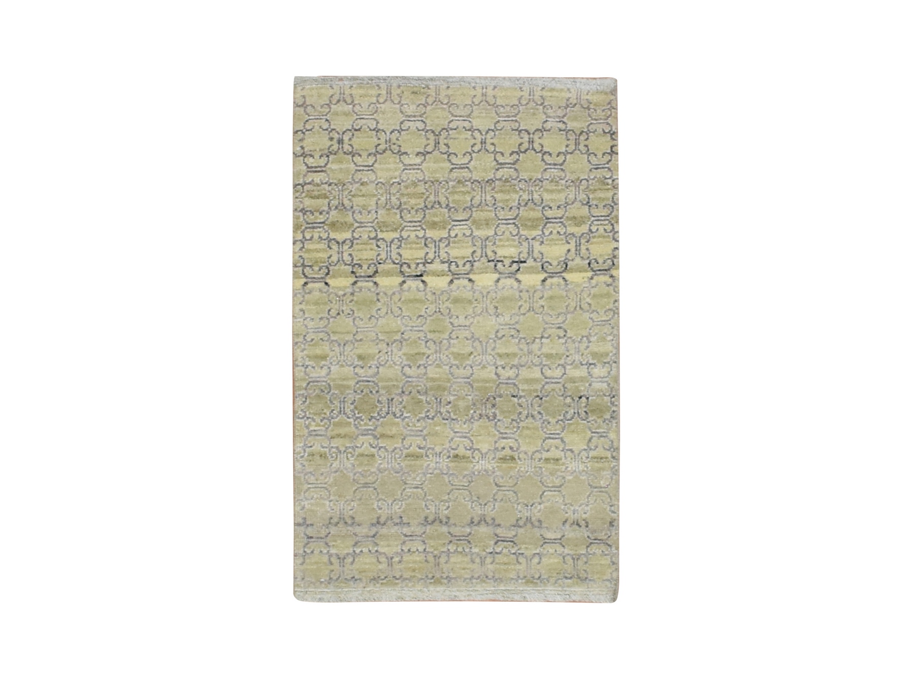 2'x3' Olive Green, Khotan Design, Silk, Hand Knotted, Sample, Mat, Oriental Rug HR75923