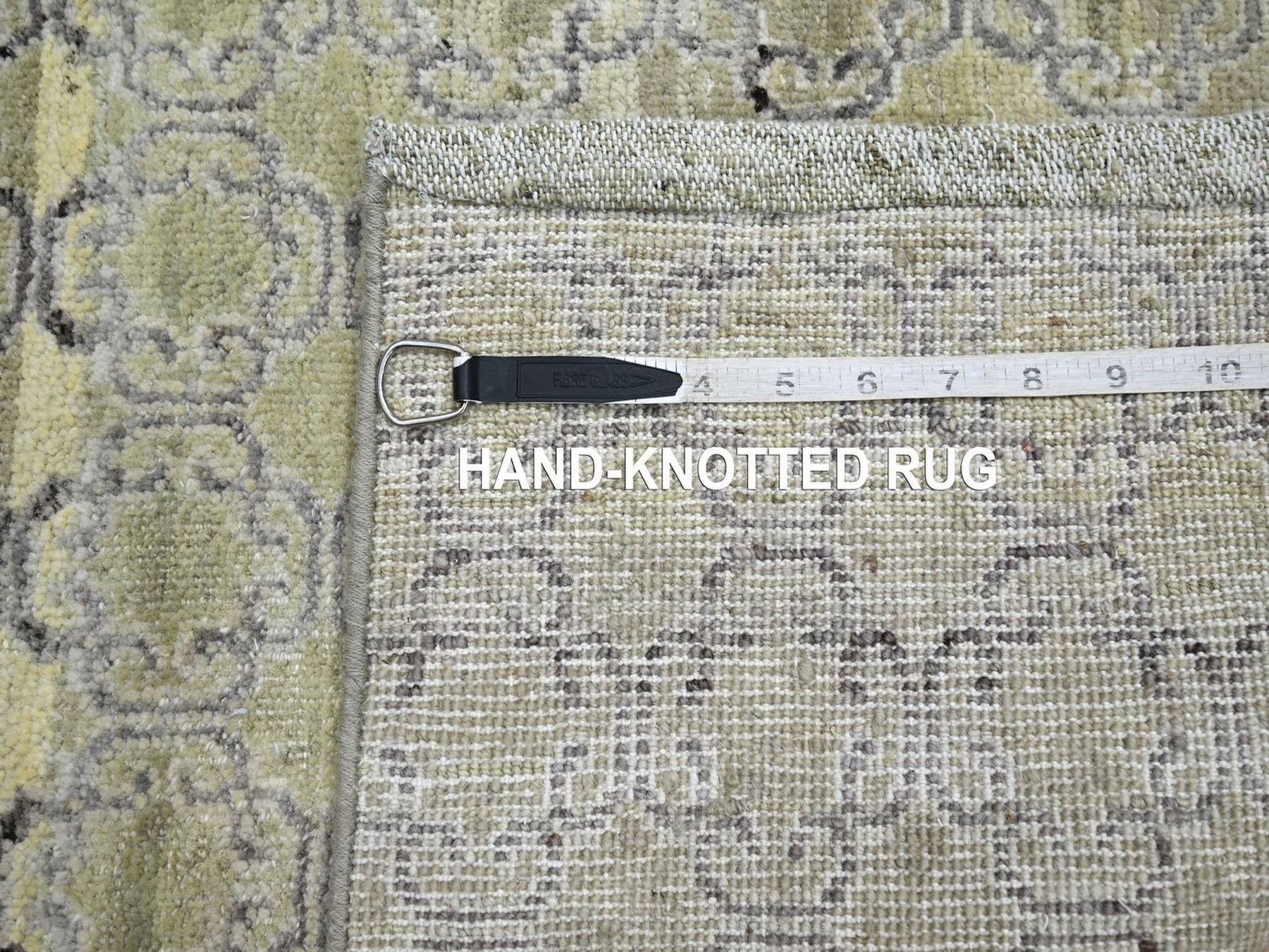 2'x3' Olive Green, Khotan Design, Silk, Hand Knotted, Sample, Mat, Oriental Rug HR75923 - Image 4