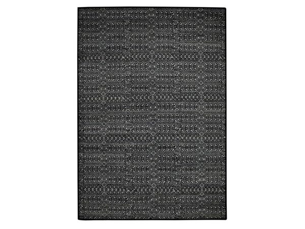 9'10"x14'4" Ink Black, Wool and Silk, Repetitive Intricate Pattern, Tone on Tone, Hand Knotted, Oriental Rug HR75930