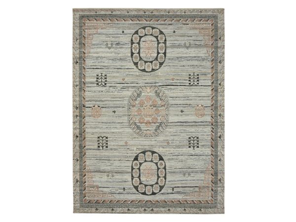 9'x12'4" Stone Gray, Khotan Influence, Shaved Low, Distressed, Zero Pile, Hand Knotted, Pure Silk, Oriental Rug HR75931