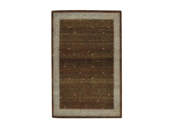 4'x6'3" Shades of Brown, Khotan Influence All Over Intricate Design, Zero Pile, 100% Wool, Hand Knotted, Oriental Rug HR75942