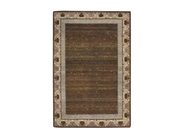 6'x9'1" Shades of Brown, Khotan Influence All Over Intricate Design, Zero Pile, 100% Wool, Hand Knotted, Oriental Rug HR75943