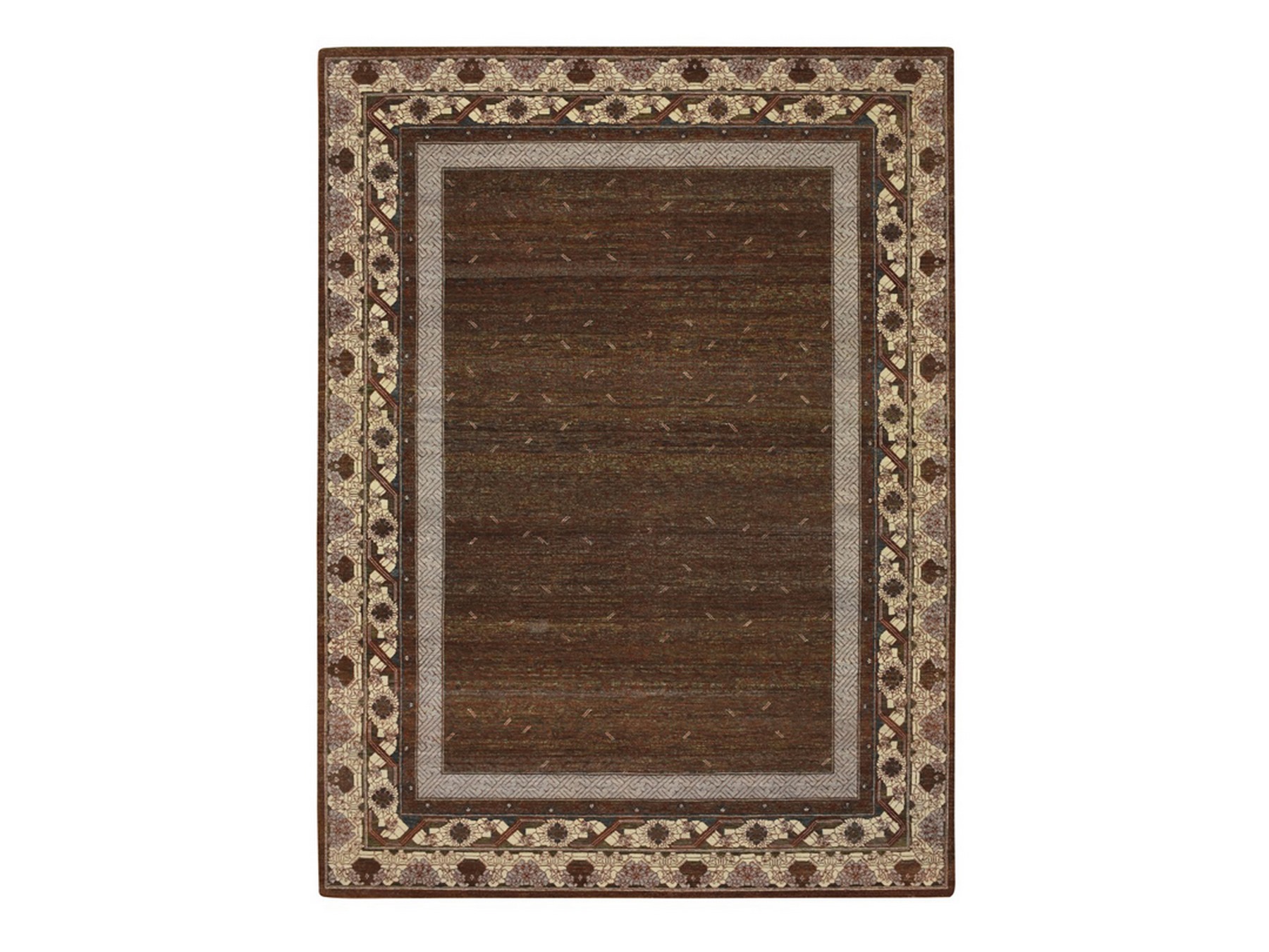 9'x12'2" Shades of Brown, Khotan Influence All Over Intricate Design, Zero Pile, 100% Wool, Hand Knotted, Oriental Rug HR75945