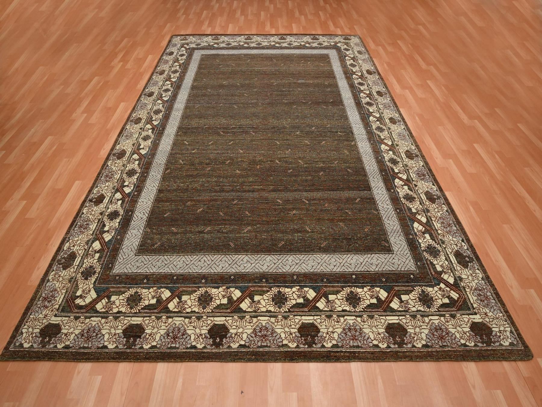 9'x12'2" Shades of Brown, Khotan Influence All Over Intricate Design, Zero Pile, 100% Wool, Hand Knotted, Oriental Rug HR75945 - Image 2