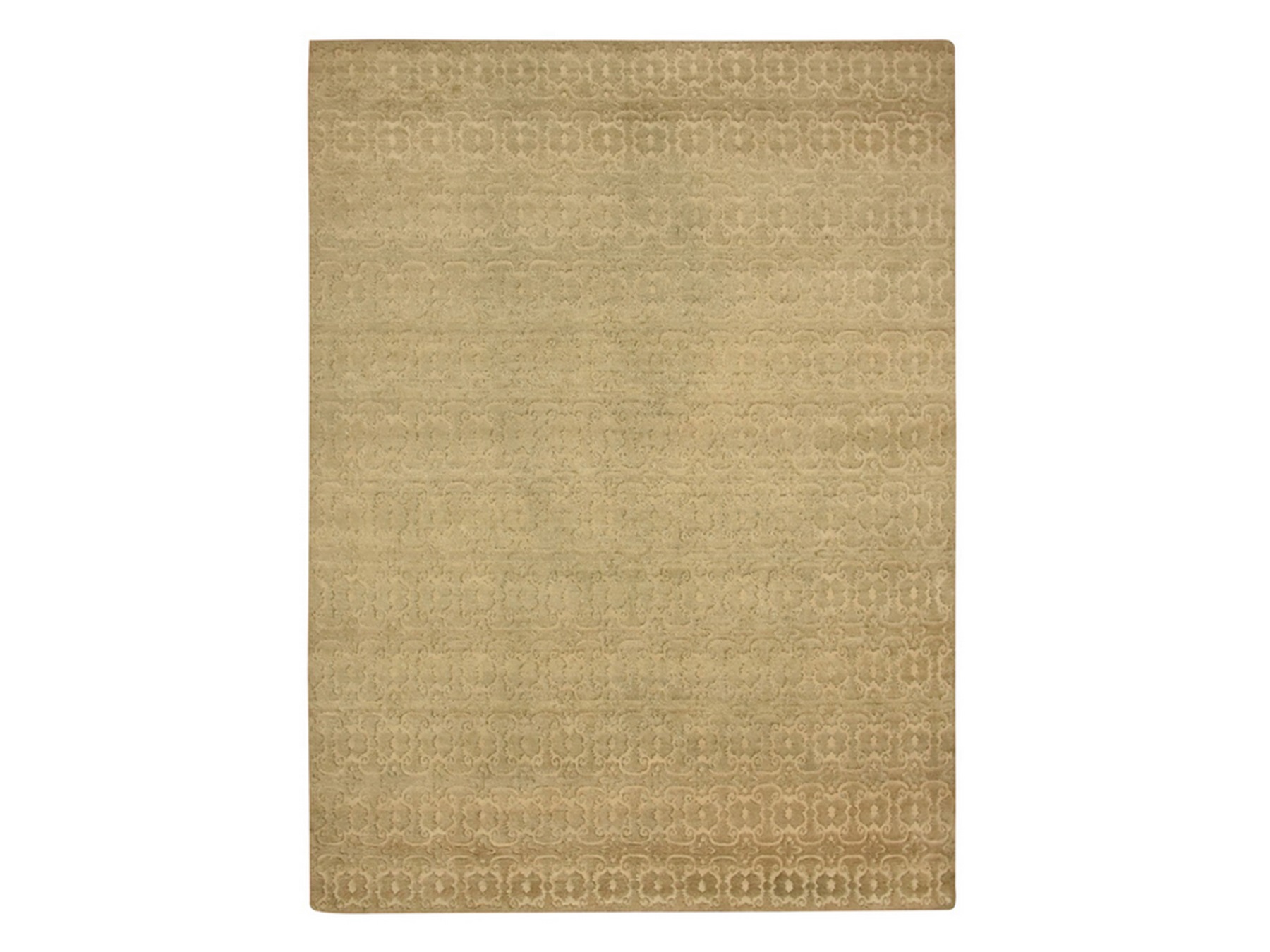 9'x12'4" Bone Brown, Shaggy Pile, Repetitive Tone on Tone Design, Hi and Low, Pure Wool, Hand Knotted, Oriental Rug HR75946